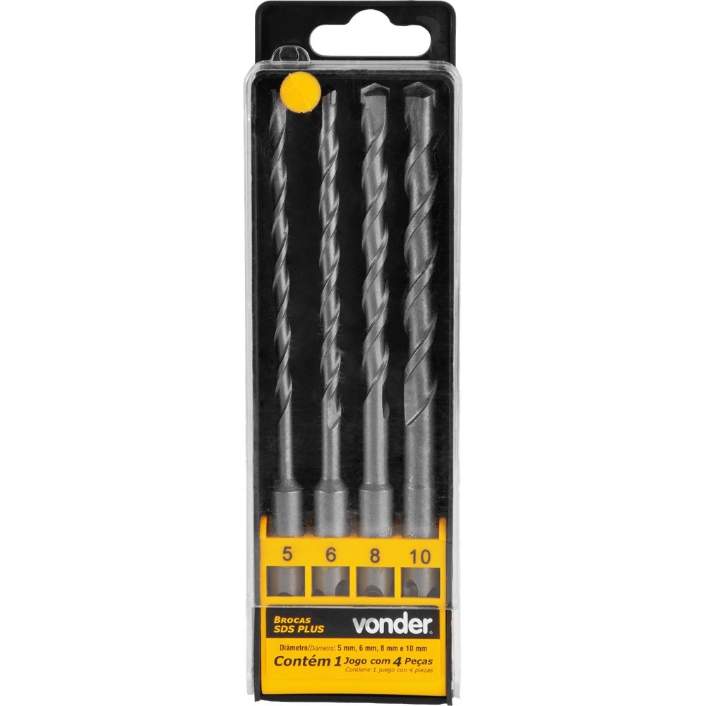 Jogo Broca SDS Plus 5,0 a 10,0mm 4 Peças Vonder