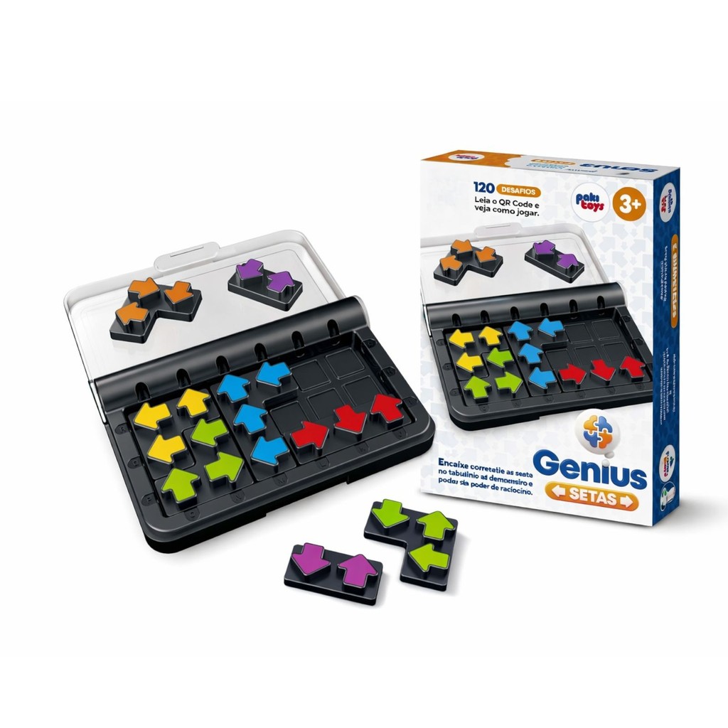 Jogo Genius Setas Pakitoys - 120 Desafios Raciocínio Lógico Infantil Educativo