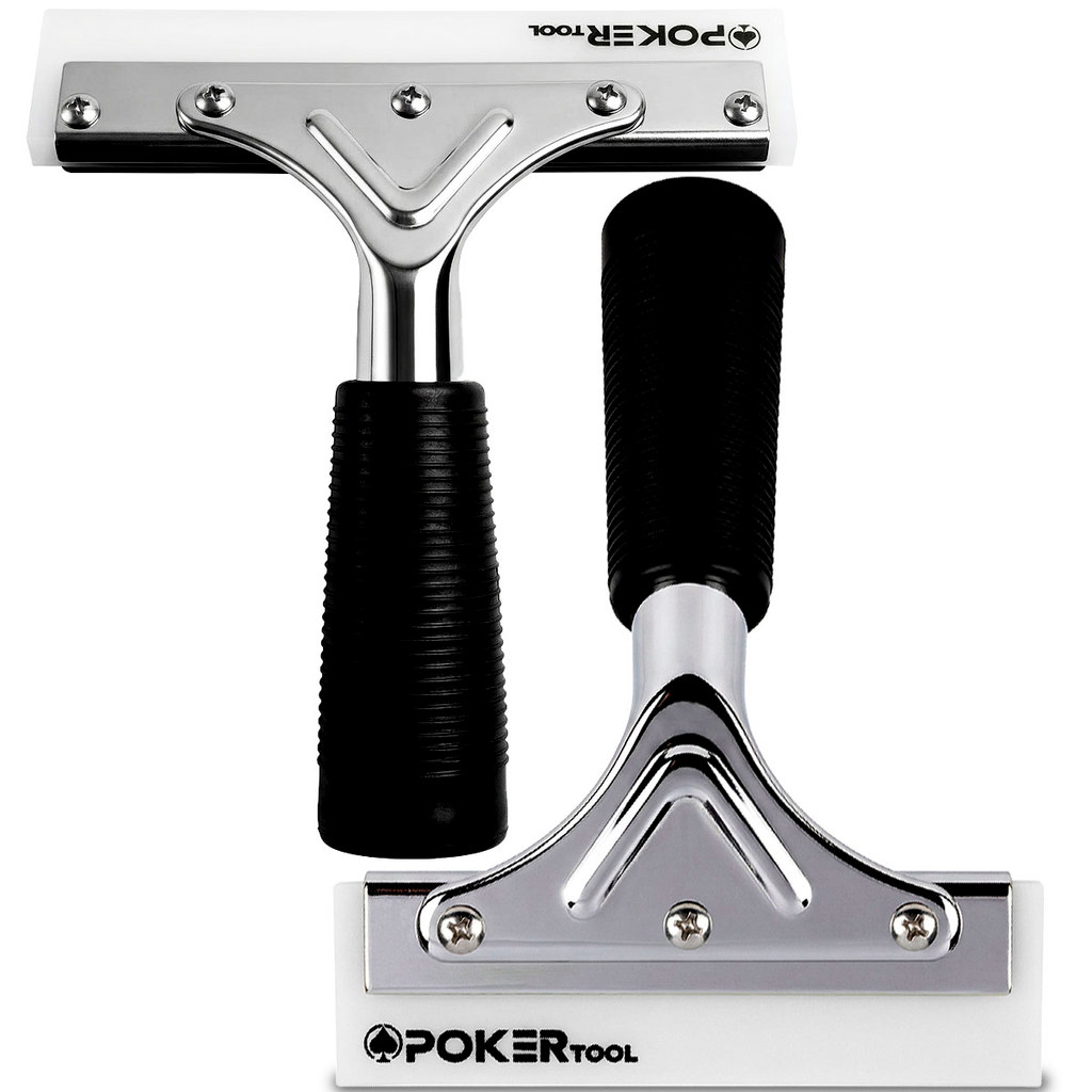 Kit Rodo Rodinho de Metal + Borracha Silicone Branca Aplicação Insulfilm Envelopamento Poker Tool