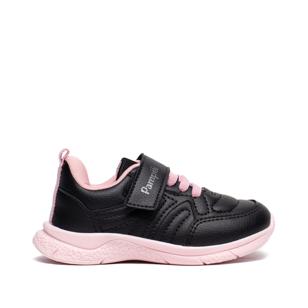 Tênis Infantil Pampili Escolar Preto/Rosa