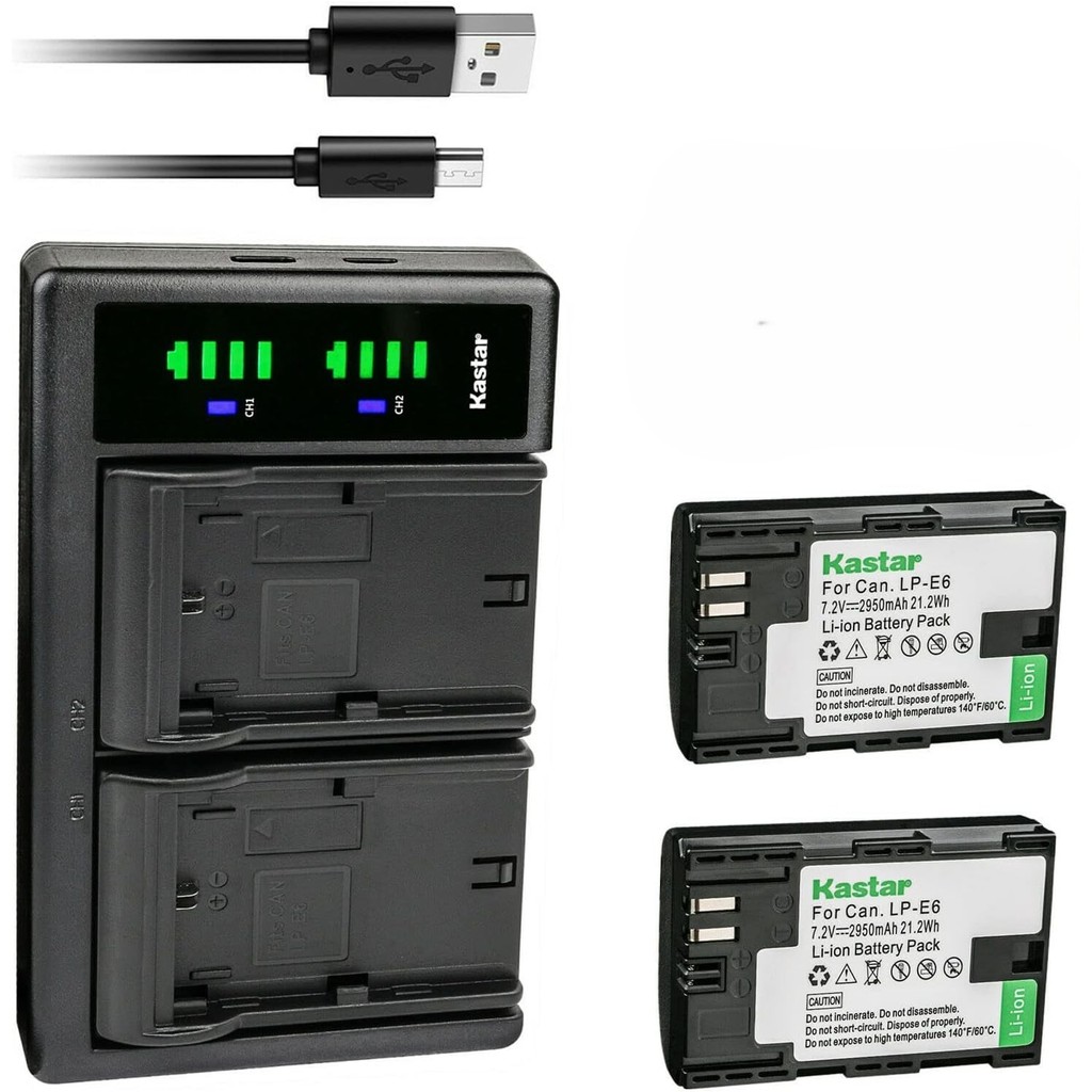 Kit 2 Bat Kastar LP-E6 + Carregador Duplo + Garantia E Nota Fiscal