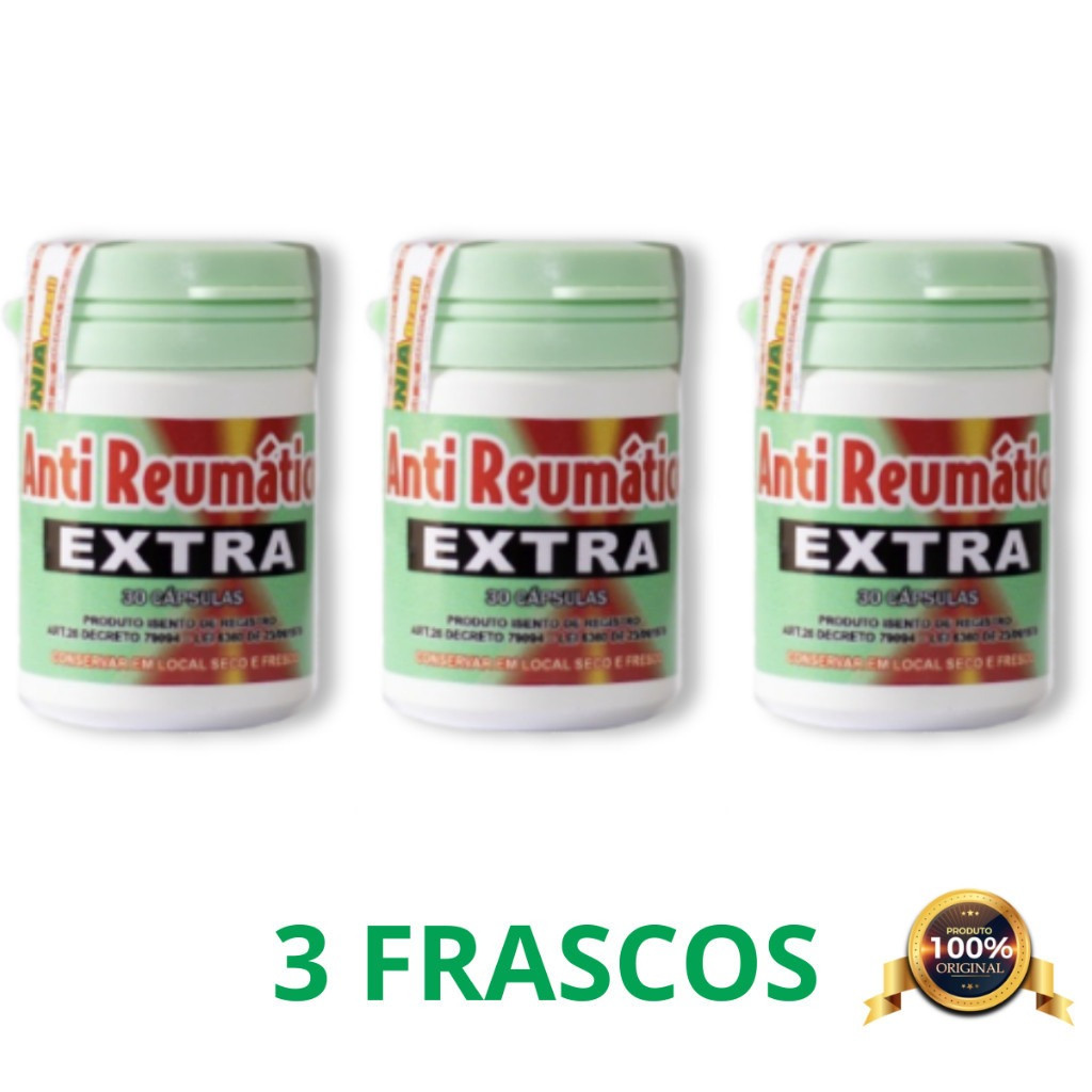 Kit 3 Frascos Suplemento Anti Reumatico Extra 30 caps 100mg