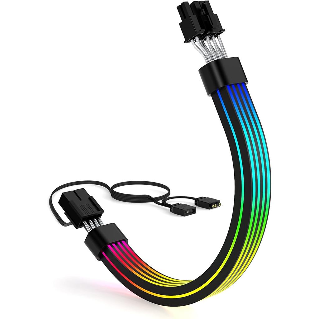 Cabo PCIE RGB de 8 Pinos Sirlyr, Cabos de Extensão ARGB Brilhantes para Placas Gráficas RTX 3060 4060 4070 Radeon RX 660