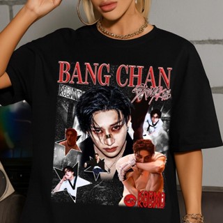 Camiseta De Algodão Estampa Top Premium Unissex Vintage Bangchan Stray Kids Album Karma em Oferta na Shopee