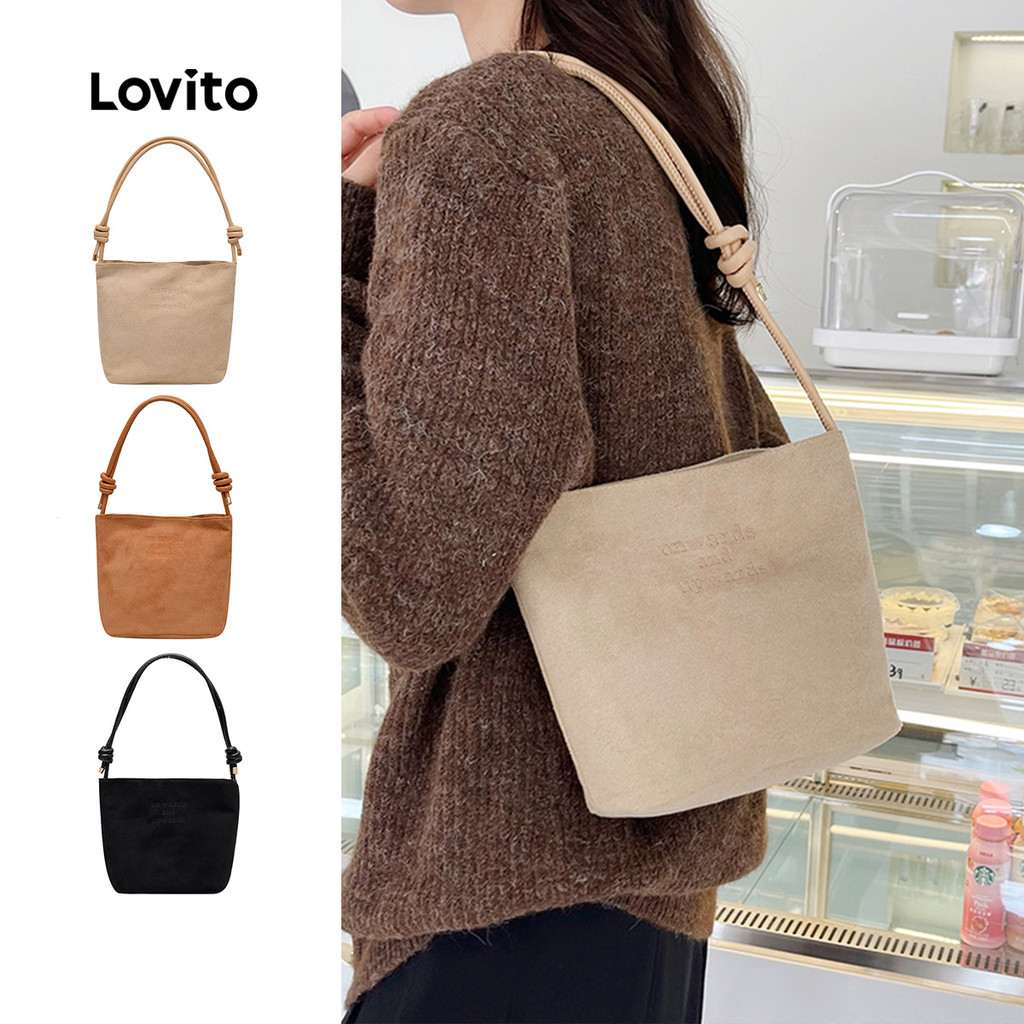 Lovito  Bolsa de Ombro Casual Premium de Camurça para Mulheres LFA107063 em Oferta na Shopee