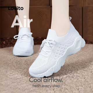 Lovito  Tênis Feminino Casual de Tecido fly LFAS5029 em Oferta na Shopee