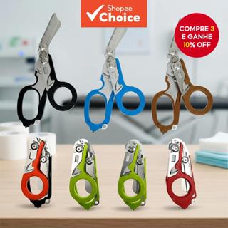 6 em 1 Tesouras de Trauma Raptors Dobráveis com Cortador de Correia e Quebrador de Vidro, Tesouras Médicas de em Oferta na Shopee