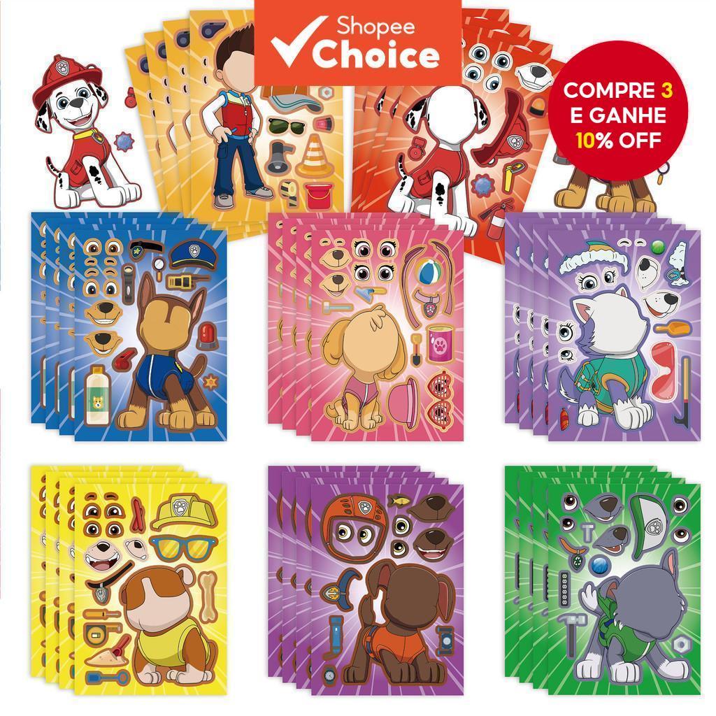 8 Peças Adesivos De Quebra-Cabeça De Desenhos Animados De Patrulha Pata Fofos-Rosto DIY Para Artesanato Infantil , Jogos em Oferta na Shopee