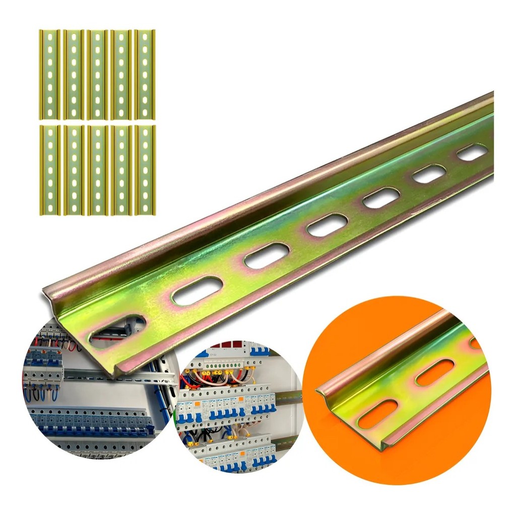 Kit 10 Trilhos Din Perfurado Aco Galvanizado Ts35 Din - 1m