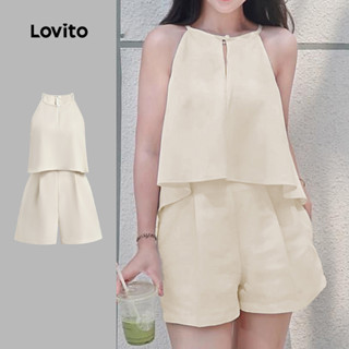 Lovito Macacão Elegante de Duas Camadas para Primavera/verão Macacão de Damasco para mulheres L149ED423 em Oferta na Shopee