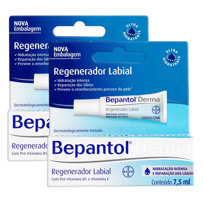 Bepantol Derma Regenerador Labial Hidratante 7,5ml KIT C/2