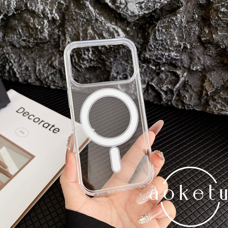 Nova Capa De Telefone Magnética De Acrílico Transparente Apple 17promax Para iPhone 16/15pm , Simples E Nicho 2 Em 1 17A