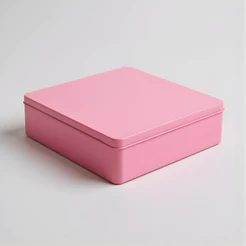Lata de Metal Quadrada - Rosa - 19,5x5,5x19,5cm - 1 unidade - Rizzo