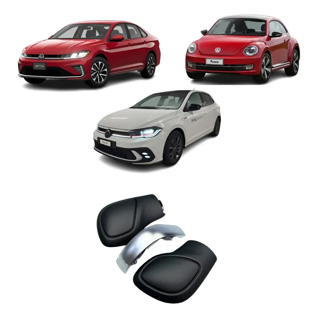 Capa Manopla Câmbio Jetta Nivus Polo Golf Amarok Fusca Tsi Prateado