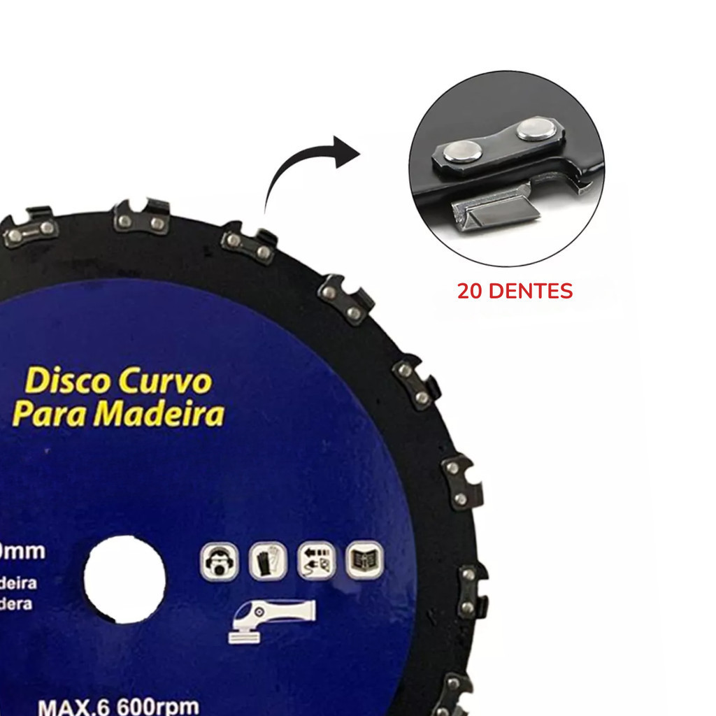 Lâmina Disco Dente Corrente Roçadeira Motoserra Furo 230mm Ferramenta Jardinagem