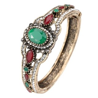Pulseira feminina para noite, estilo gótico retrô europeu e americano, com esmeralda, banhada a ouro e incrustada de dia