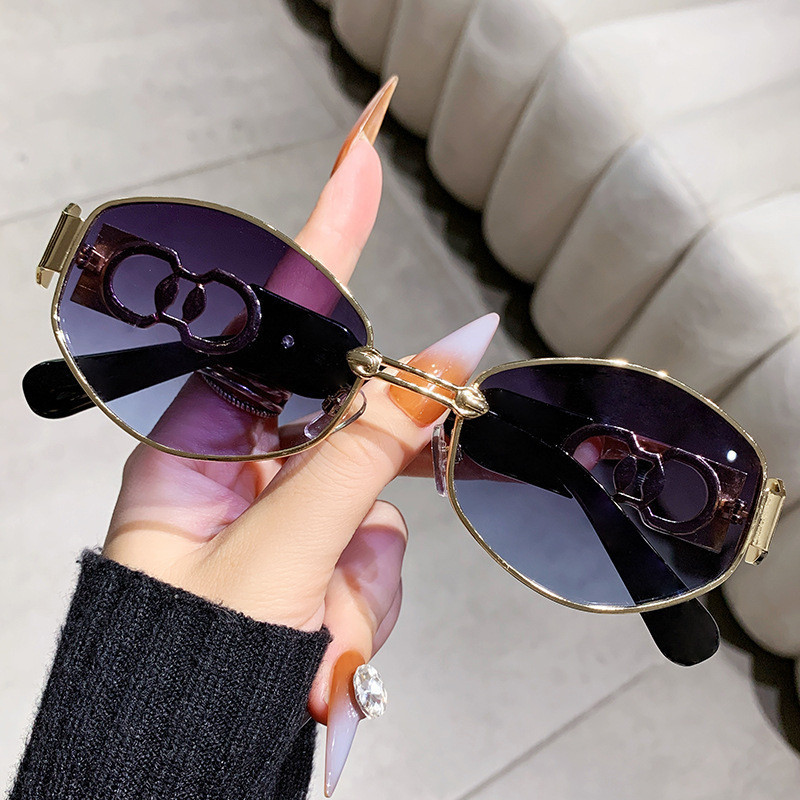 Óculos de sol ovais, novidade 2025, óculos de sol de metal, estilo urbano, óculos de sol retrô femininos