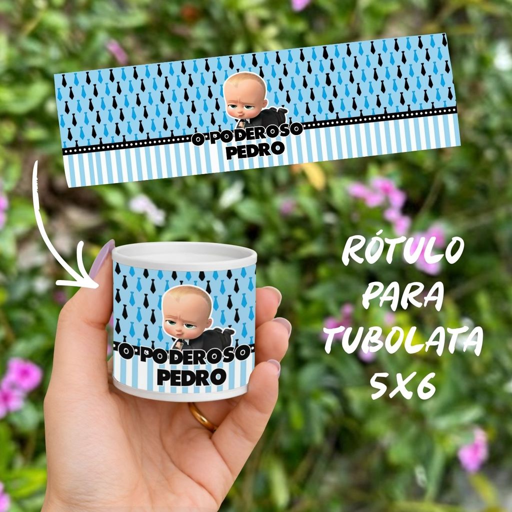 Rótulo Adesivo Personalizado O Poderoso Chefinho para tubolata 5X6 Lembrancinhas Mimos de Aniversário