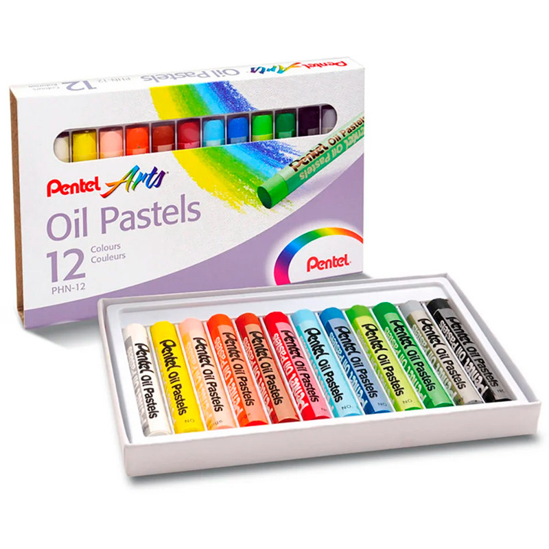 Giz pastel oleoso PHN-12 com 12 cores Pentel em Oferta na Shopee