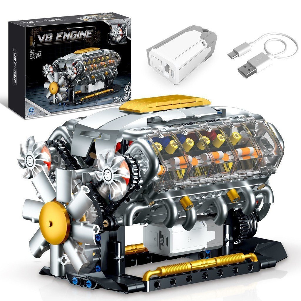 Compatível com Lego, Carro Esportivo com Motor V8, Blocos de Montar, Modelo Takasaki, Brinquedo Criativo