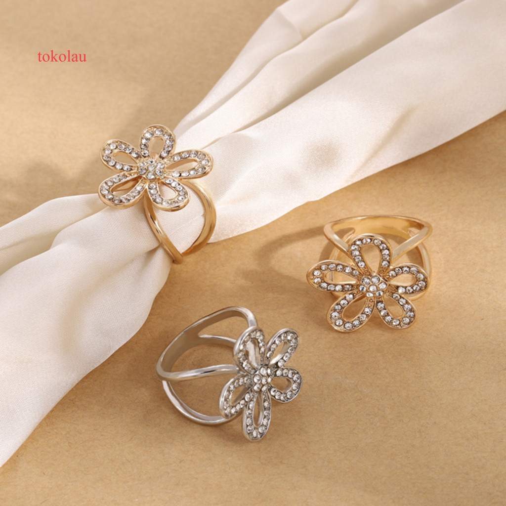 Botão De Lenço De Seda Acessório De Strass Clipe De Fivela De Anel De Flor Para Mulheres – Alfinete De Cinto De Gravata Floral Elegante Camisa Social