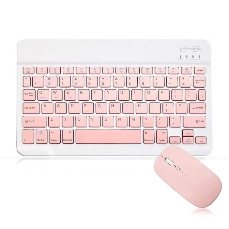 KIT Teclado e Mouse Sem Fio Bluetooth de Recarregável Portátil,Para Smartphones/Notebook/Tablet/Ipad