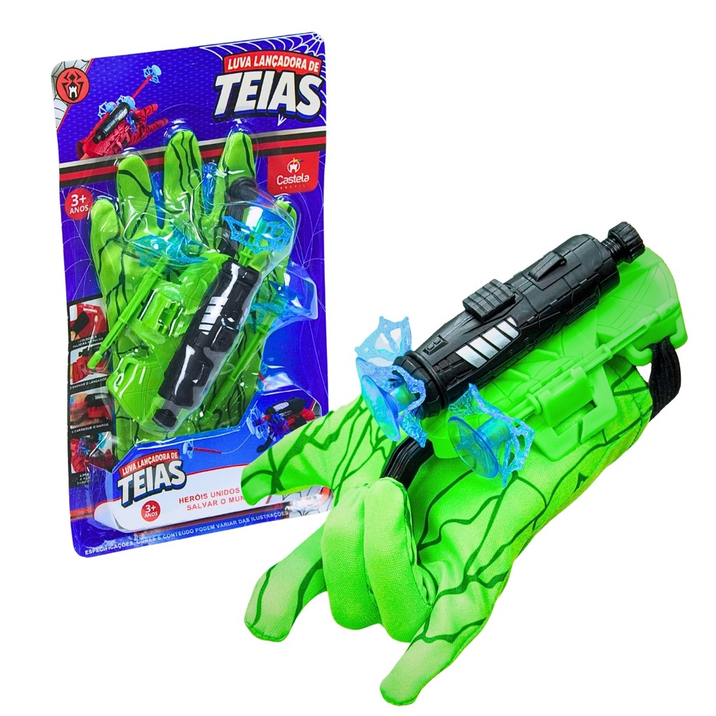 Brinquedo Luva Homem Aranha Dispara Teia Verde - Castela