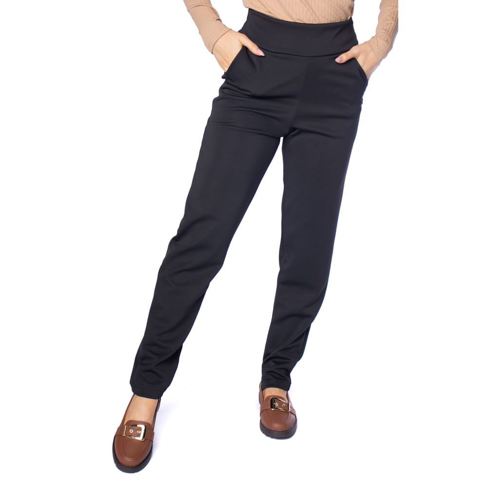 Calça Feminina Bruna e Bia Reta Alfaiataria Preto