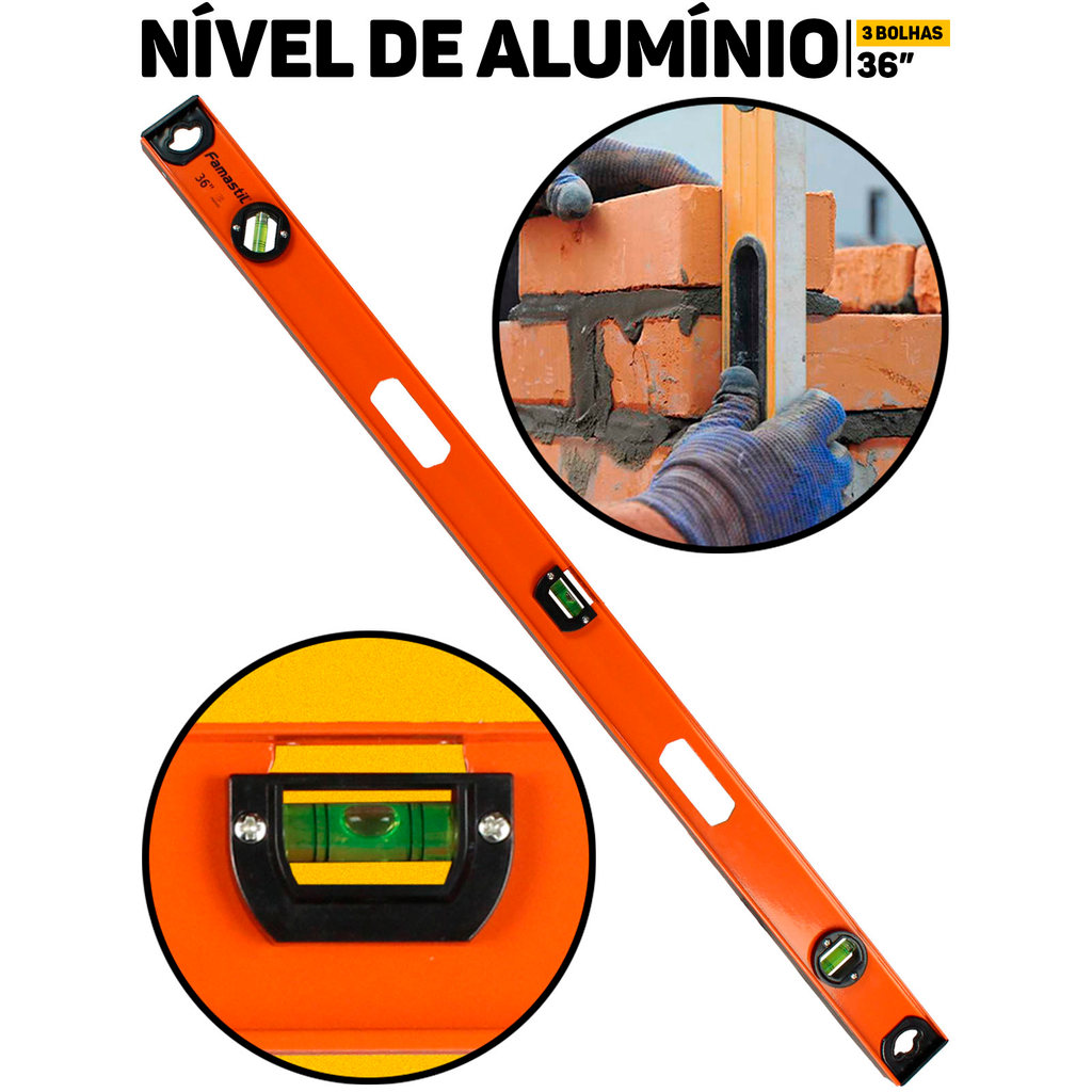 Nível De Alumínio Famastil Magnético 36 Polegadas