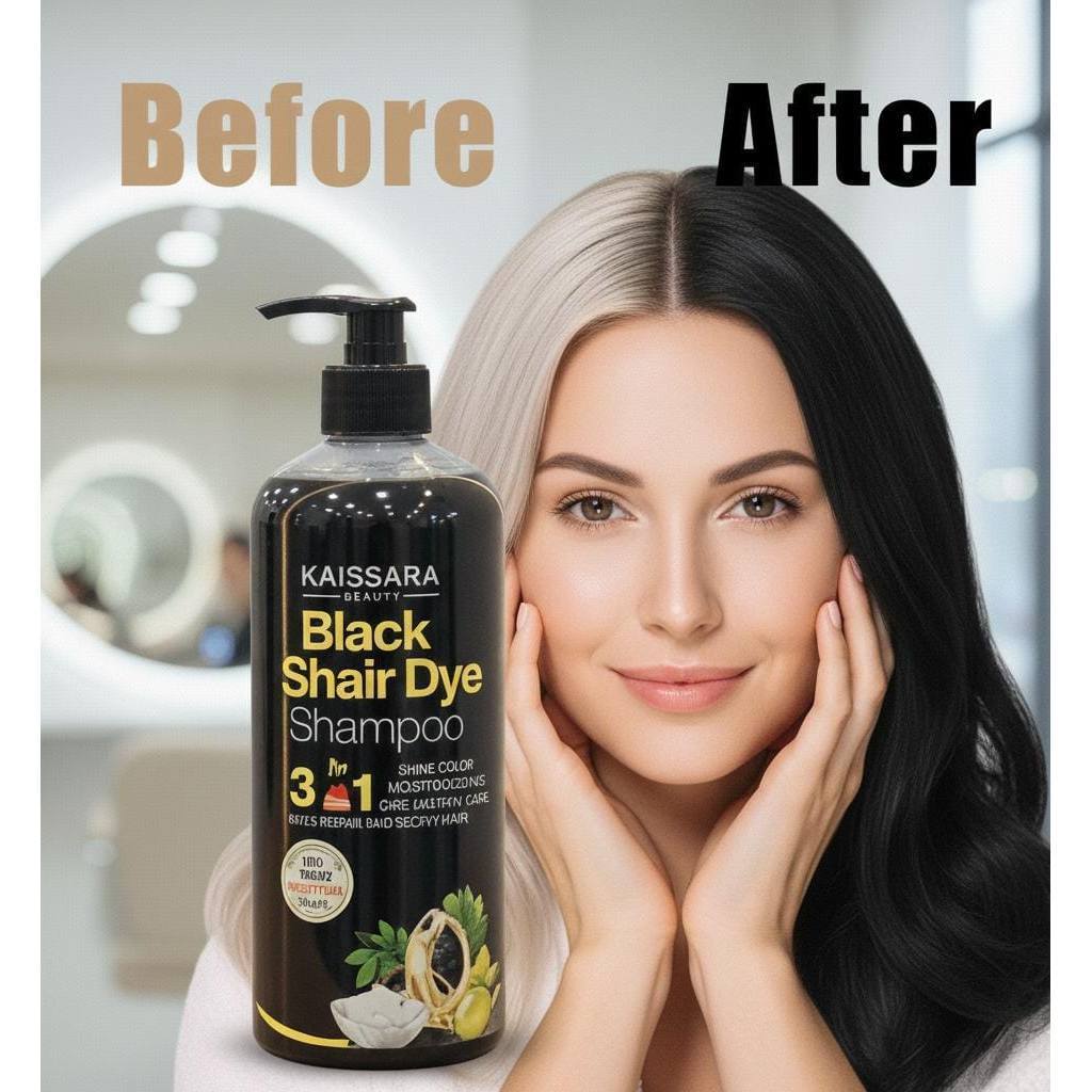 Black Hair Dye 3 em 1 – Tonalizante Preto, Cobre Fios Brancos, Brilho e Maciez| Somente preto