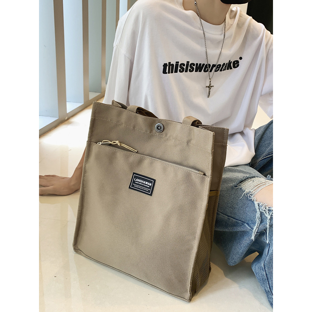 Bolsa masculina Casual simples bolsa de lona bolsa de ombro bolsa de arquivo de grande capacidade