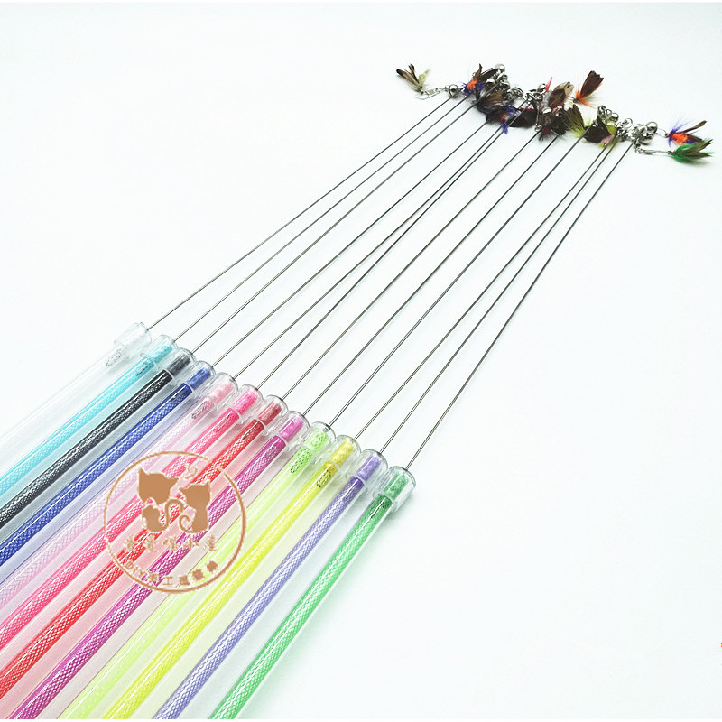 Frete grátis brinquedo de gato diy artesanal gato provocando vara alça retrátil simples com simulação pequena cabeça de 