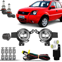 Kit Farol Auxiliar Neblina Milha Farolete Completo Ford Ecosport 2003 2004 2005 2006 2007 2008 2009 2010 2011 2012 2013