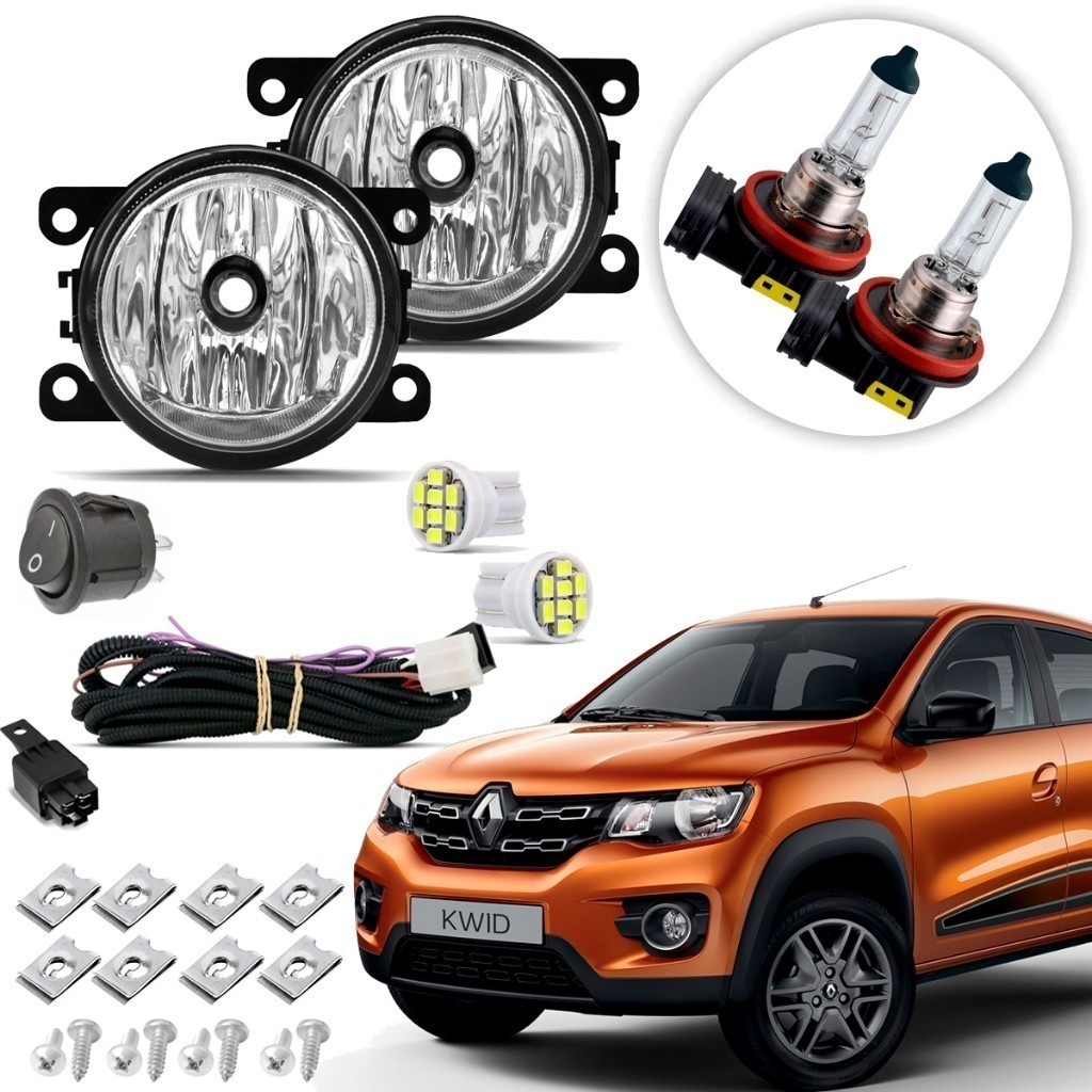 Kit farol de Milha Neblina Auxiliar Renault Kwid 2015 2016 2017 2018 2019 2020 2021