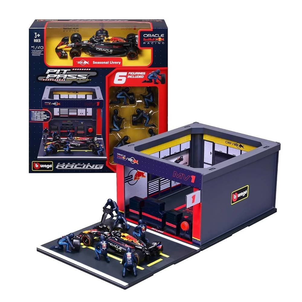 Miniatura Diorama Pit Pass F1 Red Bull RB20 (2024) - #1 M. Verstappen - 1:43 - Burago