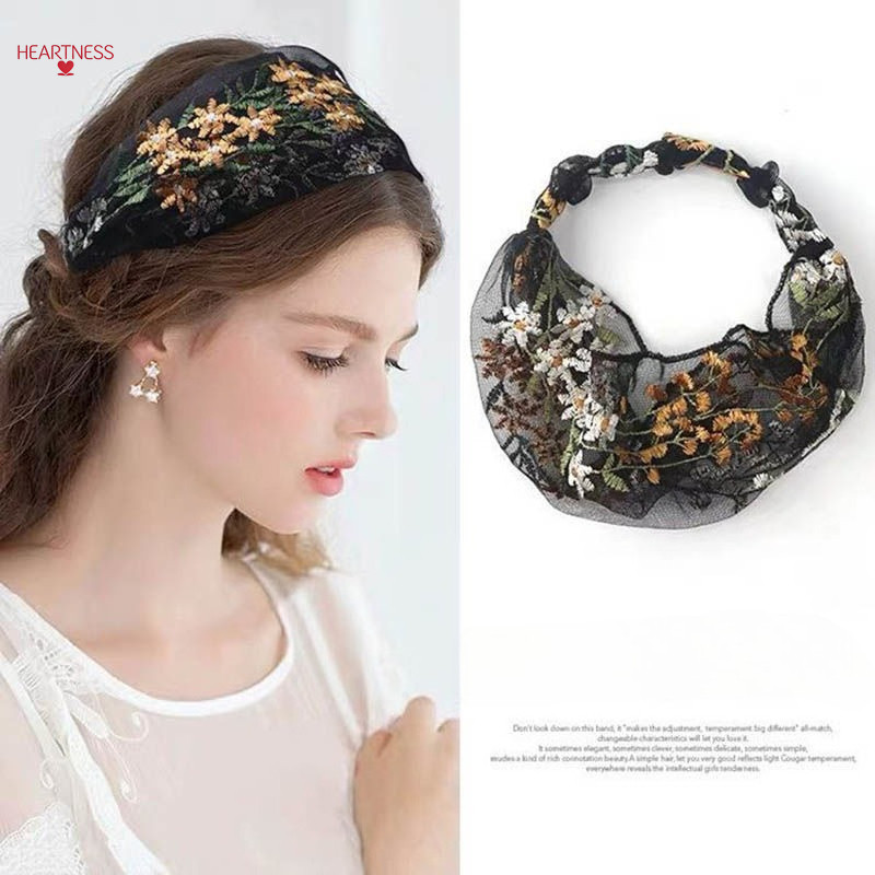 Renda gaze respirável flor bandana acessórios para o cabelo lenço rosto toalha de aba larga capa branca bandana para for
