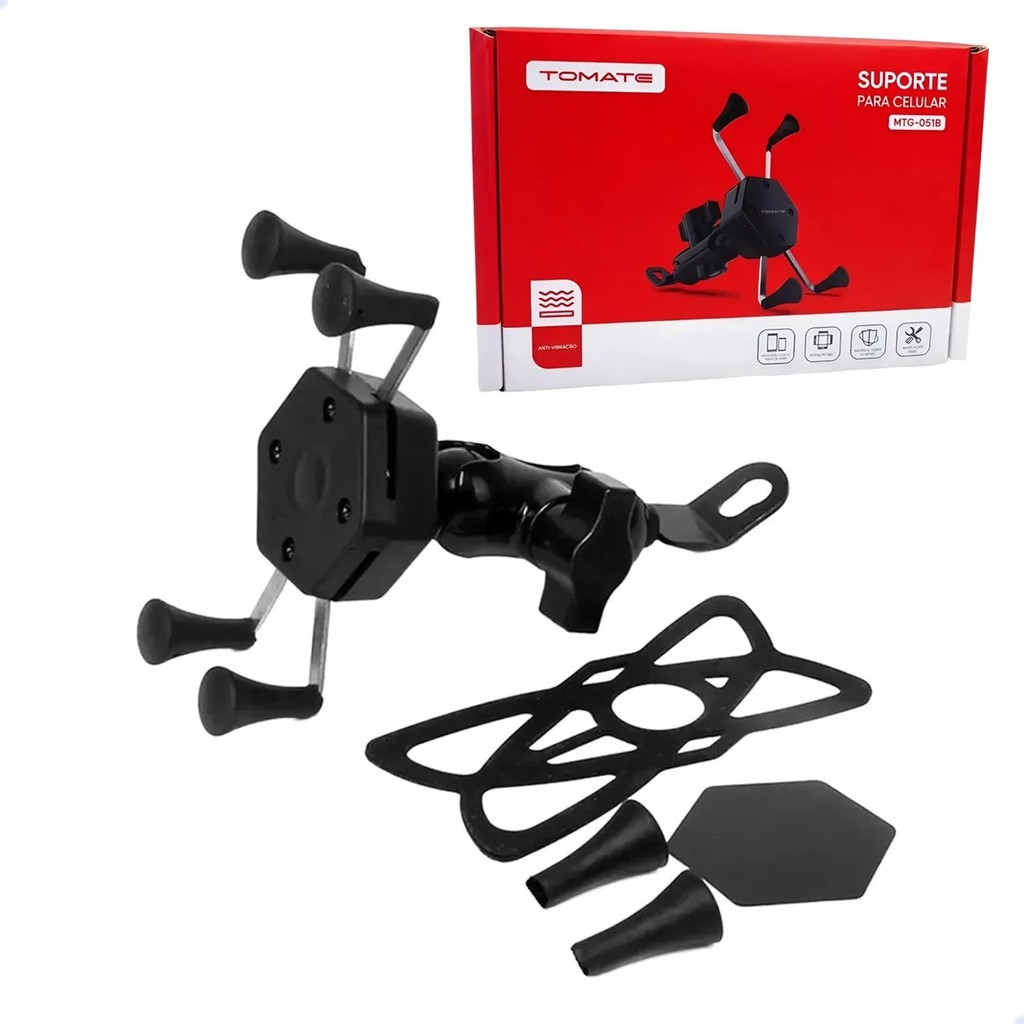SUPORTE PARA CELULAR GPS BIKE E MOTO MODELO GARRA 360 GRAUS TOMATE