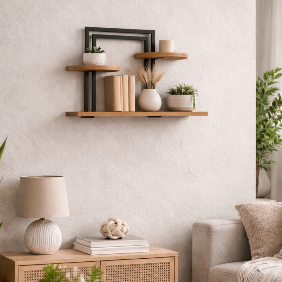 Nicho Decorativo Industrial Moderno Modelo Bali Nicho De Parede com Praleteira Sala Quarto Hall