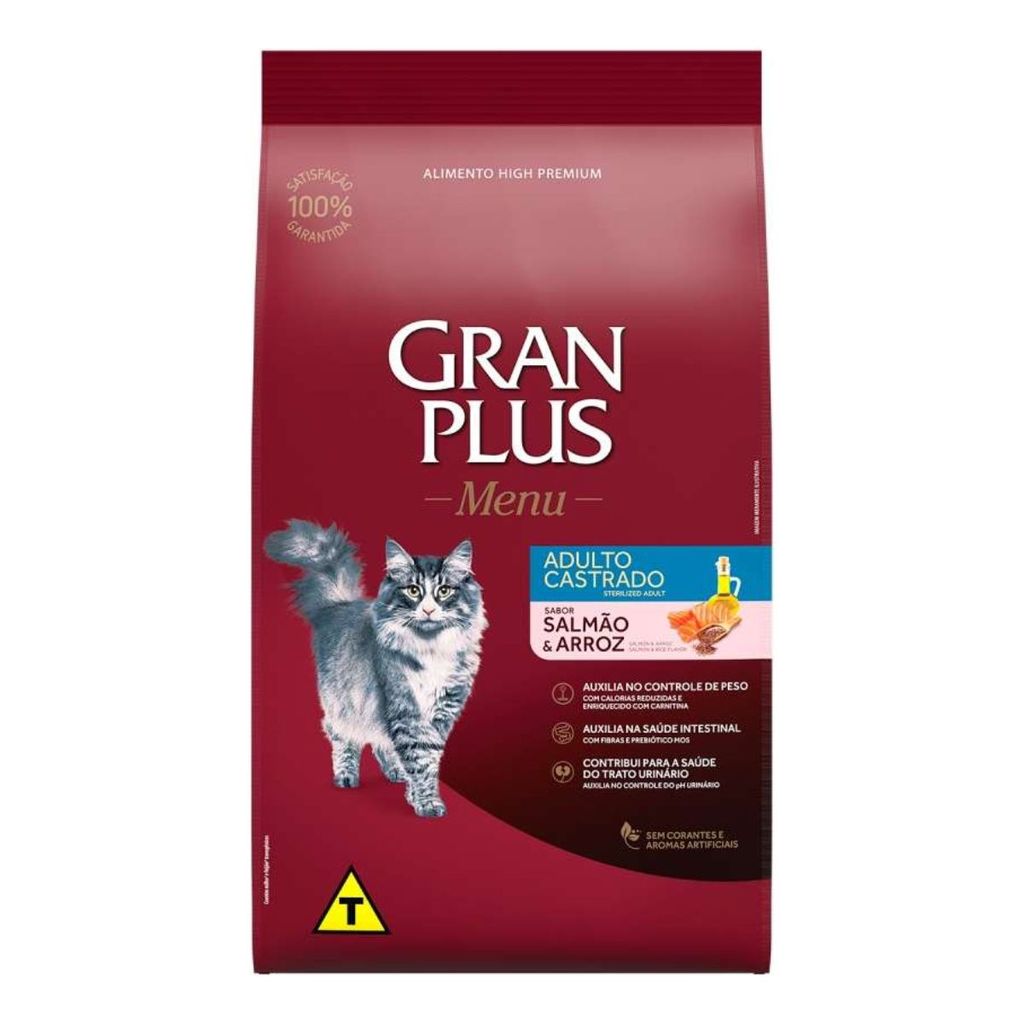 Ração GranPlus Gatos Adultos Castrados Salmão e Arroz 10,1kg