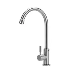 Torneira Para Cozinha Em Aço Inox 304 Escovado Aporé Pingoo - Prata