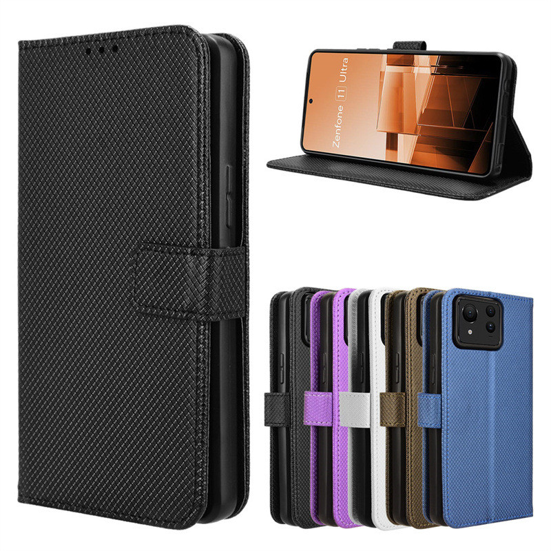 Adequado para Asus 11ultra Capa de telefone Asus Zenfone 11 Ultra Diamond Pattern Capa de couro Flip Card