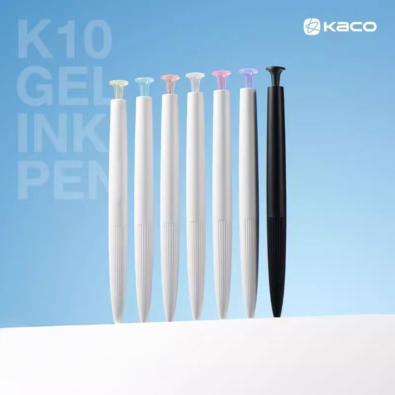 Caneta de Gel KACO Série K10 0.45 mm Tipo Push Caneta preta Conta dupla Bala fresca Simples ins Caneta de água Exame de