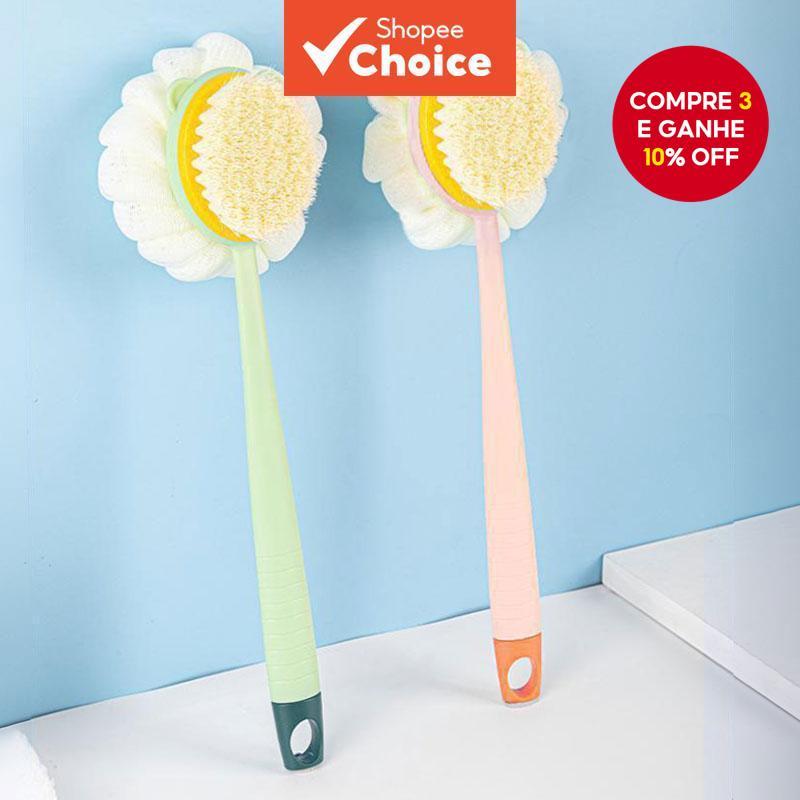 Escova de Banho com Esponja de Cerdas Longas e Macias, Dupla Face para Esfregar, Escova de Chuveiro, Esfoliador de em Oferta na Shopee