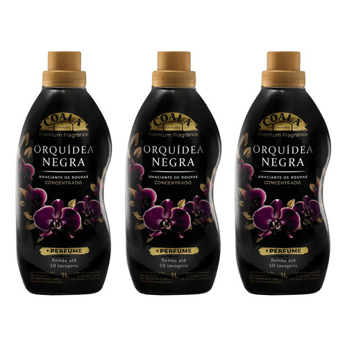 Kit 3 Unidades Amaciante Coala Laundry Orquídea Negra 1l