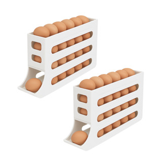 Kit 2 Porta Ovos Organizador Geladeira Suporte Bandeja Dispenser Deslizante Rolante 4 Andares em Oferta na Shopee