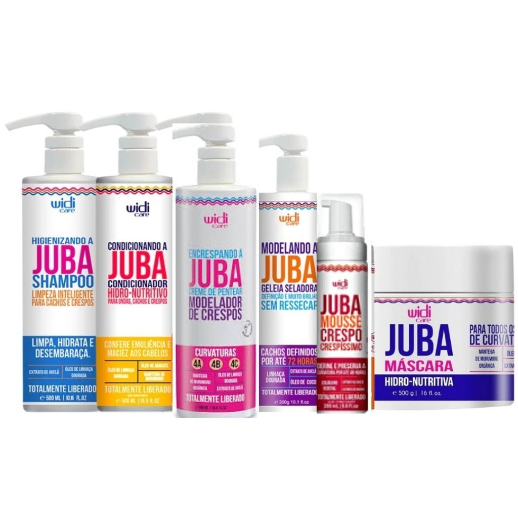 Kit Juba Completo Shampoo + Condicionador + Mascara + Geleia + Mousse + Encrespando Widi Care