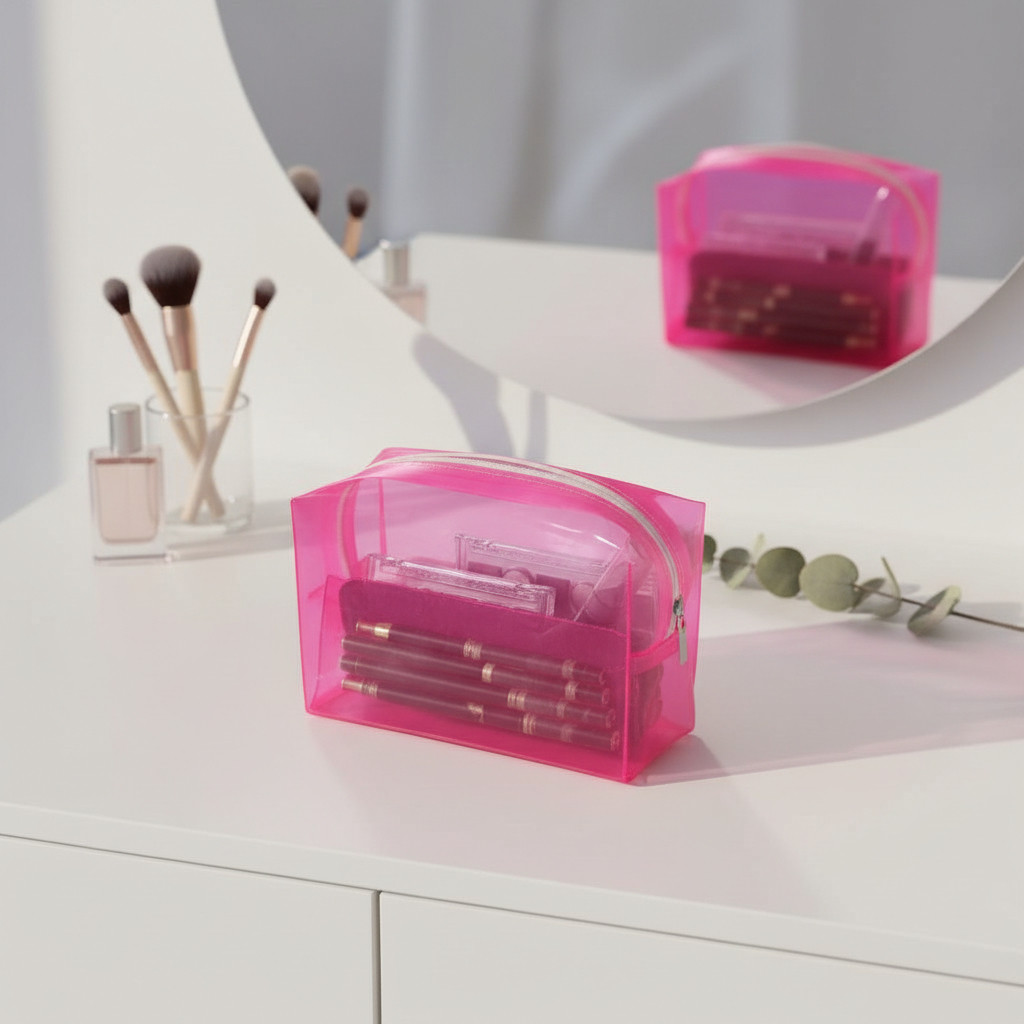 Estojo Necessaire Organizador Cosmético Make Maquiagem Feminino Transparente Colorido