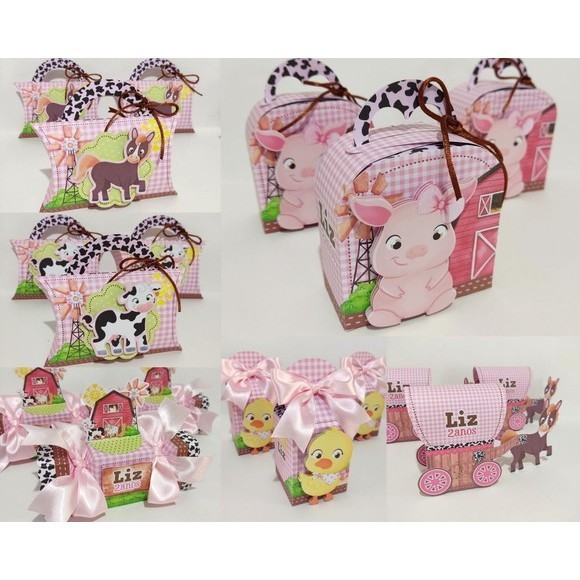 Kit Fazendinha Menina Lembrancinha Personalizado  30 Unidades Festa Facil