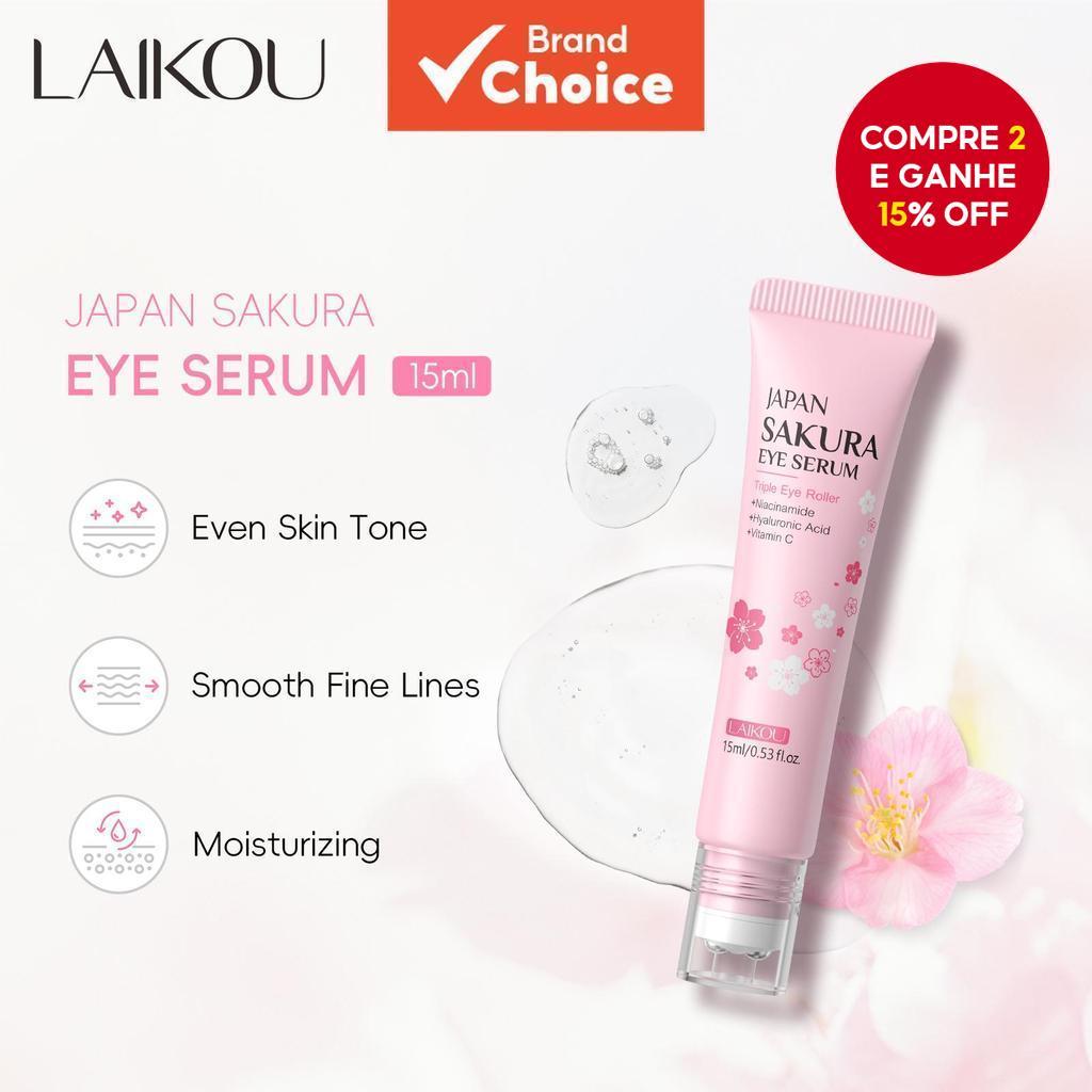 Sérum Essencial para Olhos LAIKOU Japão Sakura 15ml - Remove Olheiras, Reduz Rugas e Anti-...