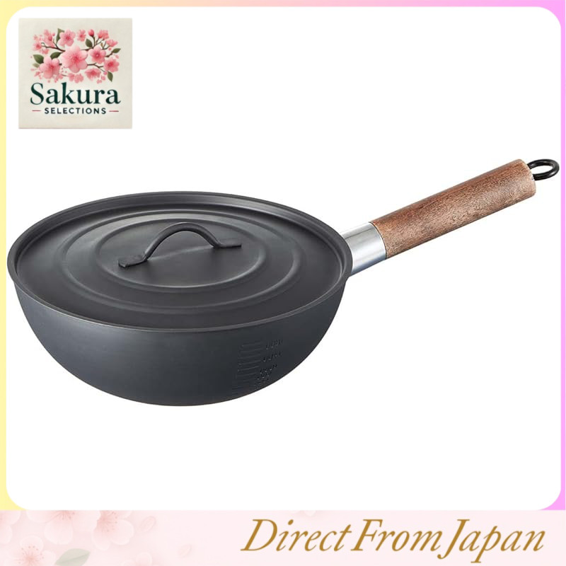 Skater Outdoor Wok with Removable Handle 23cm, Comes with Lid and Storage Bag, No Seasoning Required, No Dry Heating Needed, Camping Frying Pan, From That Land, Outdoor Wok IRCN1-A